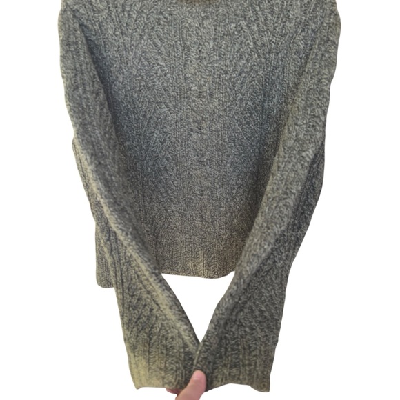 Sundance 100% Wool Gray Cable Knit Mock Neck Sweater Green Large Warm Cozy - Picture 4 of 5